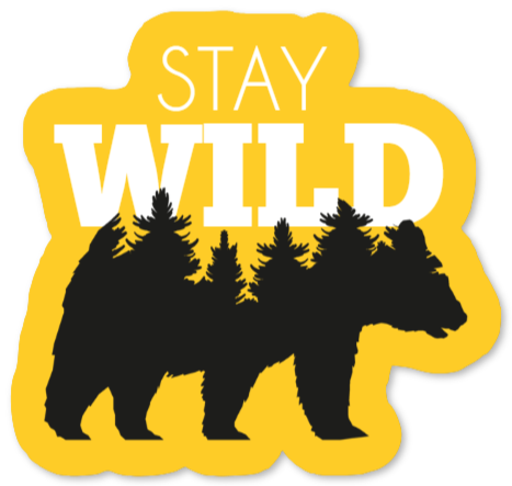 Sticker avec ours et texte Stay Wild