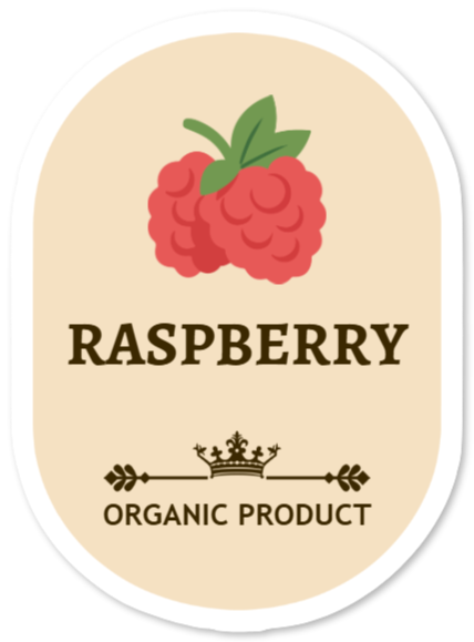 Sticker avec étiquette produit – framboise